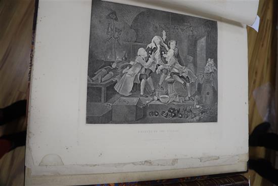 Hogarth, William - Works, folio, contemporary half morocco, front joint split away but attached at rear
